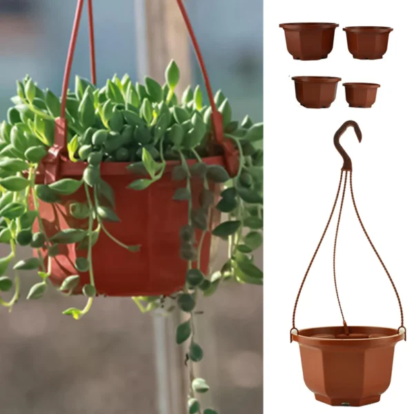 Planter Plastic Octagonal Hanging Basket Plant Flower Pot Hanger Holder Wall Decoration for Courtyard Garden Balcony Planters
